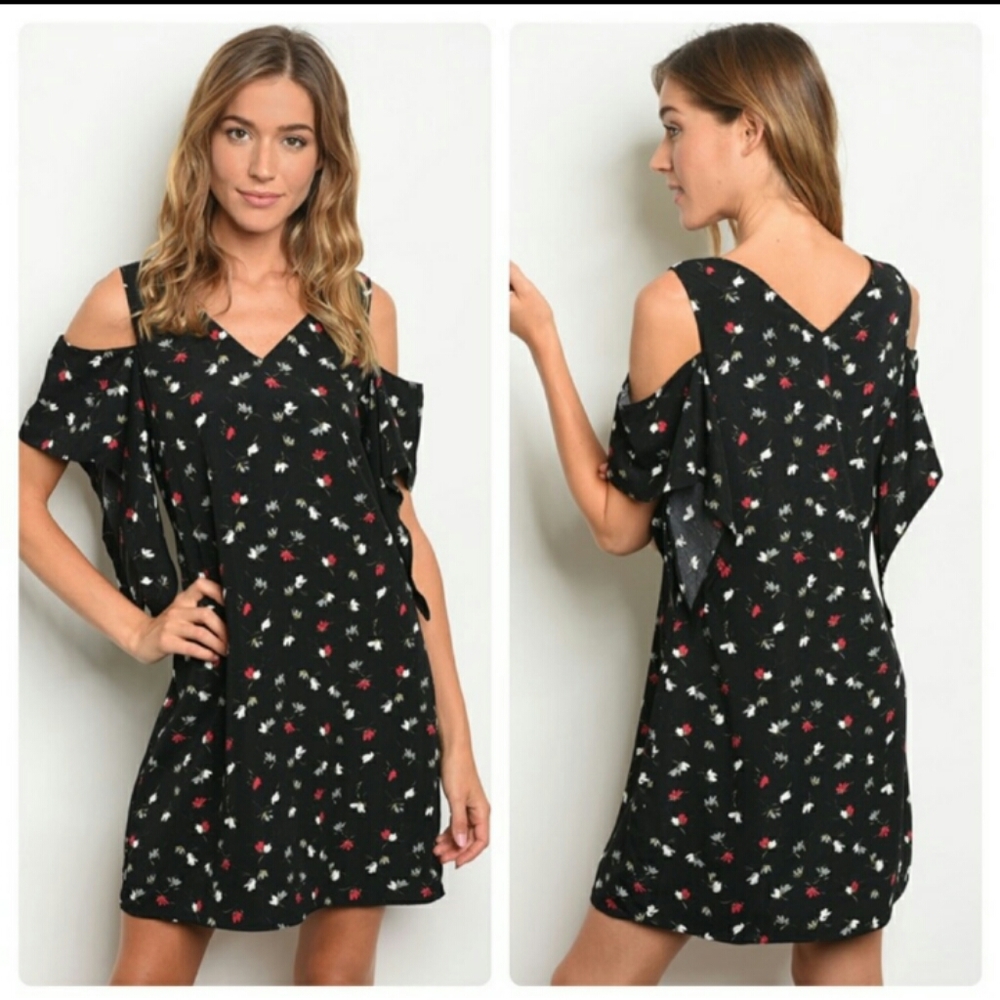 Nwt! Black Floral Dress